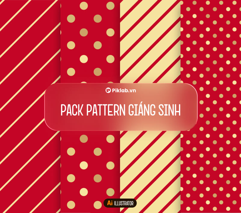 Noel Christmas Design Pattern Pack, Bộ 4 Pattern Hoa Văn Giáng Sinh Đẹp Cho Thiết Kế, Họa Tiết Chấm Bi Và Đường Kẻ Chéo